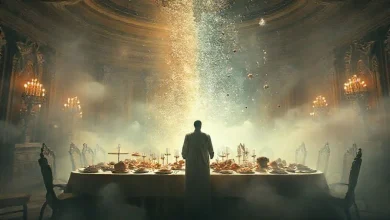 Lüks ziyafet rüyası: İhtişamlı sofrada enfes yemekler, parıltılı detaylar ve hayaller.