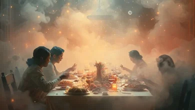 Rüyada aile yemeği sofrasında buluşmuş mutlu aile, bereket ve birlikteliğin simgesi.