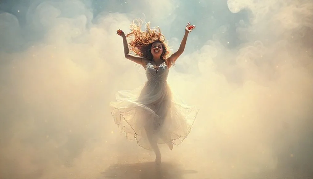 Rüyada dans ederek sevinen, coşku ve özgürlüğü yansıtan bir figür.